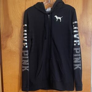 Victoria's Secret Black Hoodie with silver Accents
